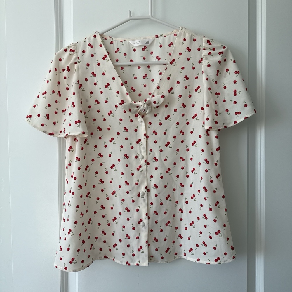 LC Lauren Conrad Cherry Patterned Blouse